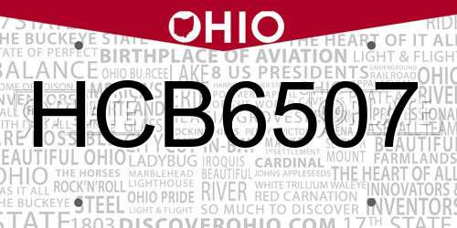 HCB6507 Ohio License Plate