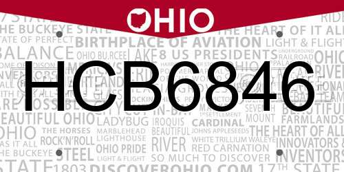 HCB6846 Ohio License Plate