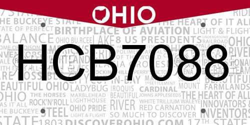 HCB7088 Ohio License Plate