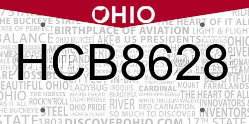 HCB8628 Ohio License Plate
