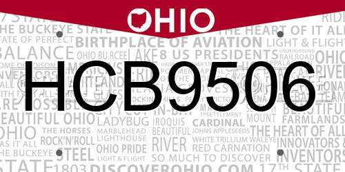 HCB9506 Ohio License Plate
