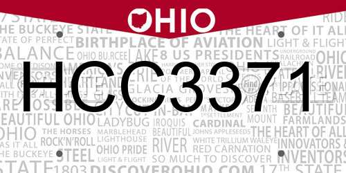 HCC3371 Ohio License Plate