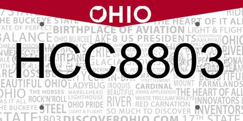 HCC8803 Ohio License Plate