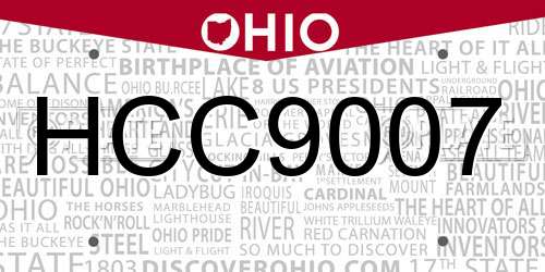 HCC9007 Ohio License Plate