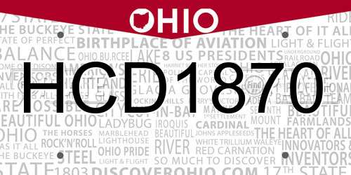 HCD1870 Ohio License Plate