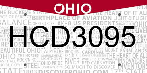 HCD3095 Ohio License Plate