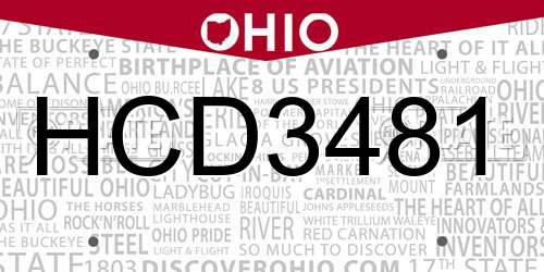 HCD3481 Ohio License Plate