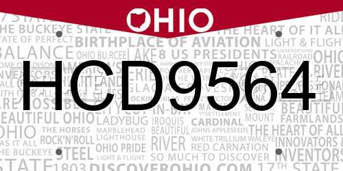 HCD9564 Ohio License Plate