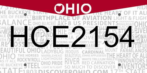 HCE2154 Ohio License Plate