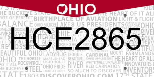 HCE2865 Ohio License Plate