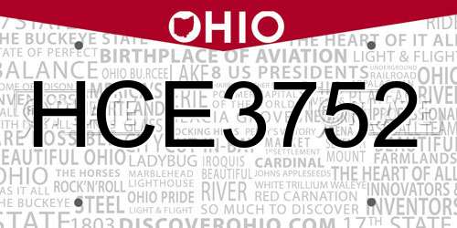 HCE3752 Ohio License Plate