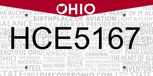 HCE5167 Ohio License Plate