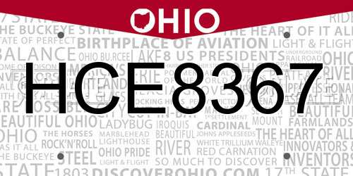 HCE8367 Ohio License Plate