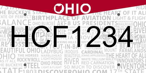 HCF1234 Ohio License Plate