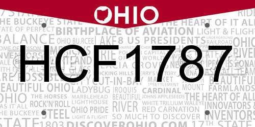 HCF1787 Ohio License Plate
