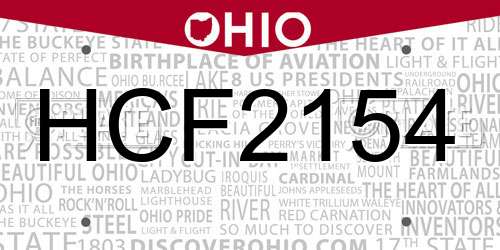 HCF2154 Ohio License Plate