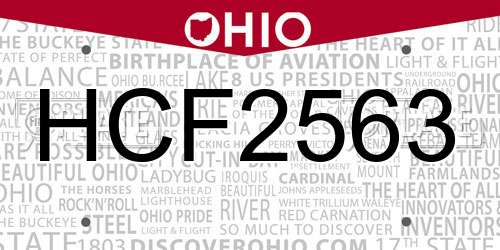 HCF2563 Ohio License Plate