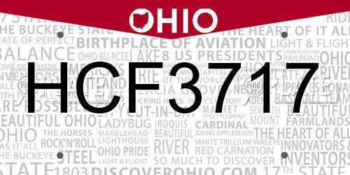 HCF3717 Ohio License Plate