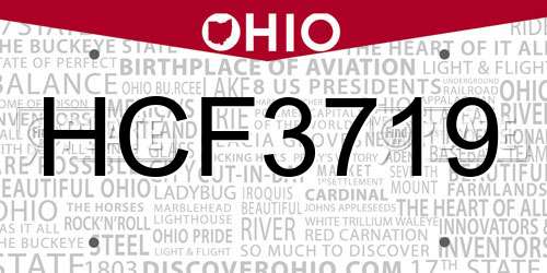 HCF3719 Ohio License Plate