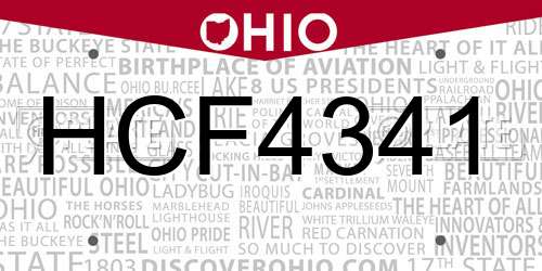 HCF4341 Ohio License Plate