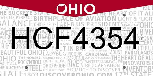 HCF4354 Ohio License Plate