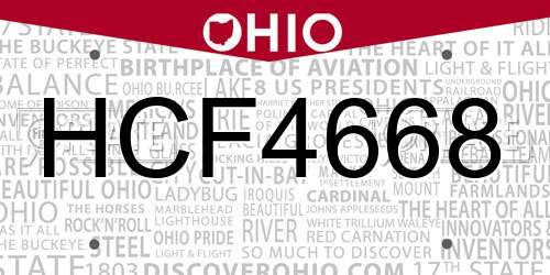 HCF4668 Ohio License Plate