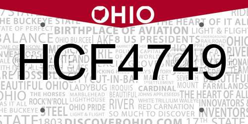 HCF4749 Ohio License Plate