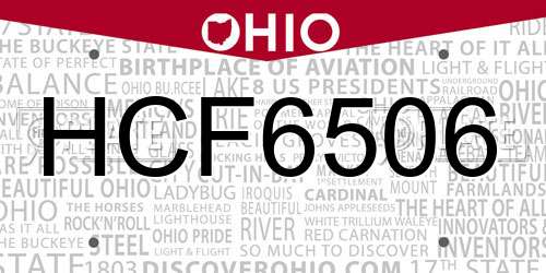 HCF6506 Ohio License Plate