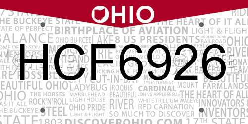 HCF6926 Ohio License Plate