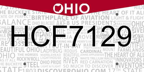 HCF7129 Ohio License Plate