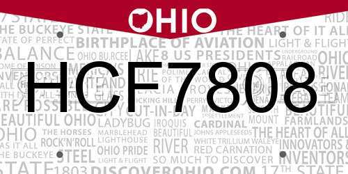 HCF7808 Ohio License Plate