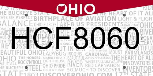HCF8060 Ohio License Plate