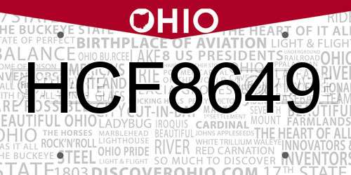 HCF8649 Ohio License Plate