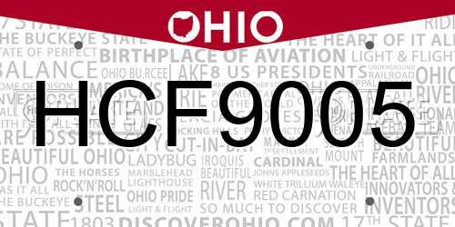 HCF9005 Ohio License Plate