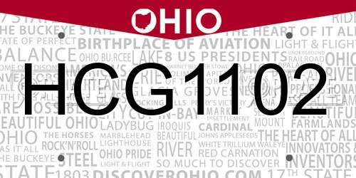 HCG1102 Ohio License Plate