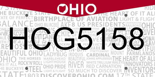 HCG5158 Ohio License Plate