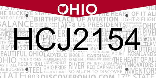 HCJ2154 Ohio License Plate