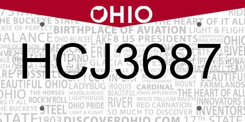 HCJ3687 Ohio License Plate