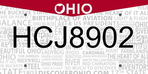 HCJ8902 Ohio License Plate