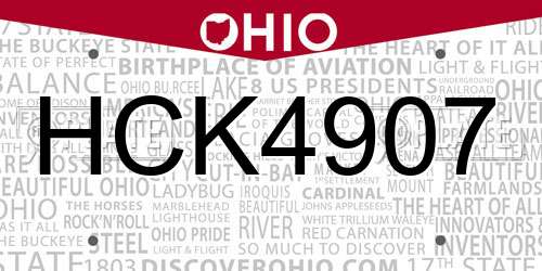 HCK4907 Ohio License Plate