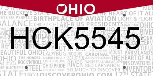 HCK5545 Ohio License Plate