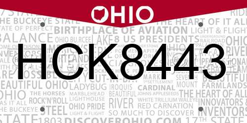 HCK8443 Ohio License Plate
