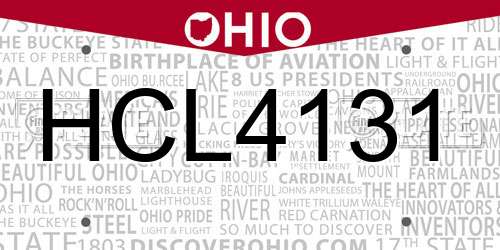 HCL4131 Ohio License Plate