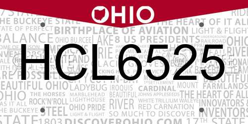 HCL6525 Ohio License Plate