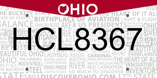 HCL8367 Ohio License Plate