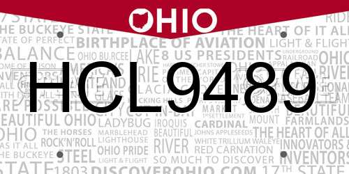 HCL9489 Ohio License Plate