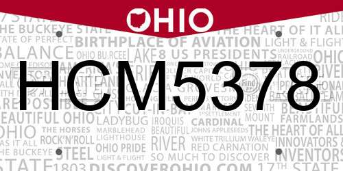 HCM5378 Ohio License Plate
