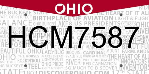 HCM7587 Ohio License Plate