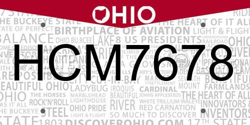 HCM7678 Ohio License Plate