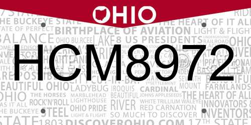 HCM8972 Ohio License Plate
